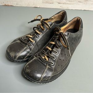 Born Womens Hawkeye Black Leather Lace Up Shoes Size 6.5